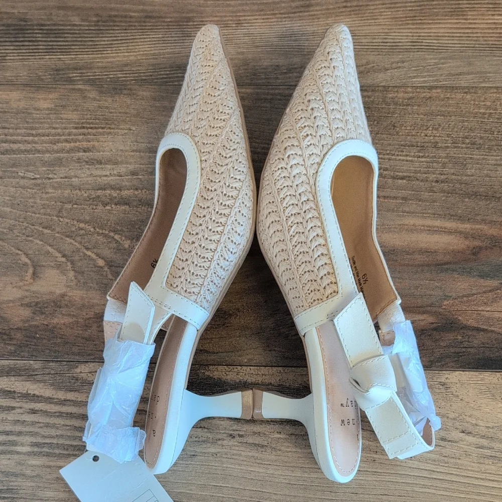 A New Day Raffia Milan Slingback Heels 6.5              M179 - Picture 5 of 7